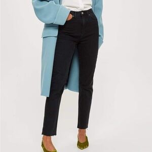 Topshop W28 To fit L32 Straight Leg High Rise Mom Jeans with Raw Hem